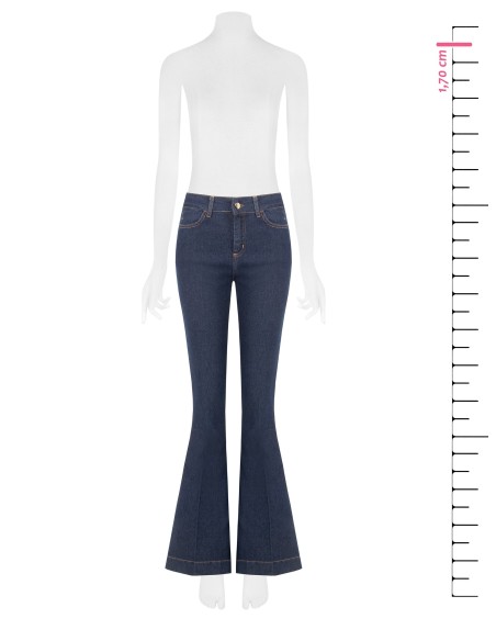 Jeans Flare com Costuras em Contraste Rinascimento