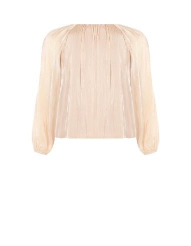 Blusa Curvy fluida em cetim laminado com cut-out e detalhe de joia Rinascimento Curvy