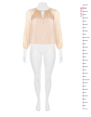 Blusa Fluida Curvy em Cetim Laminado com Recorte e Detalhe de Joia Rinascimento Curvy