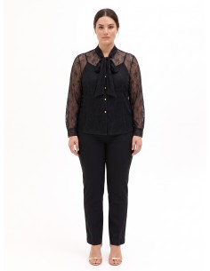 Conjunto Curvy de Top e Camisa em Renda com Laço Rinascimento Curvy
