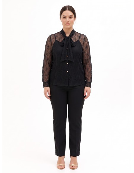 Conjunto Curvy de Top e Camisa em Renda com Laço Rinascimento Curvy