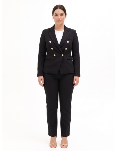 Blazer cintado de peito duplo Rinascimento Curvy