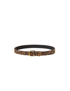 Cinto fino em pele genuína com padrão de leopardo Rinascimento