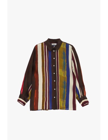 Camisa às riscas multicolorida de manga comprida Dixie