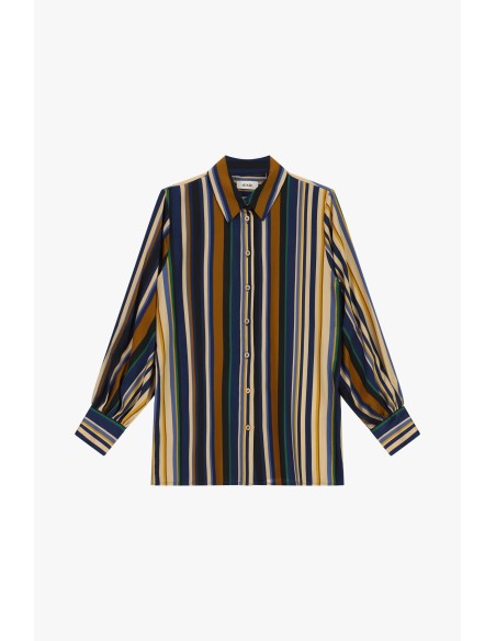 Camisa às riscas com botões e mangas compridas Dixie
