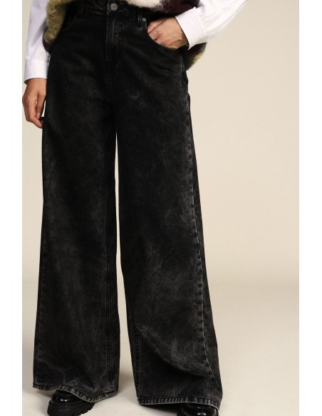 Jeans de perna larga com lavagem de efeito vintage Dixie