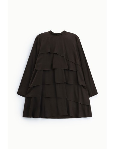 Vestido curto com mangas compridas e folhos Please