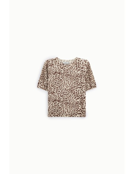 Camisola com padrão animal e mangas curtas Please