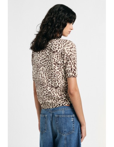 Camisola com Estampado Animal e Mangas Curtas Please