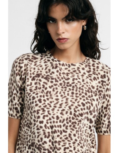 Camisola com estampado animal e mangas curtas Please