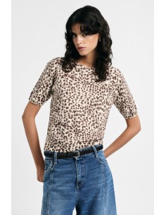 Camisola com estampado animal e mangas curtas Please