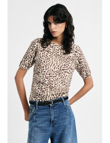 Camisola com estampado animal e mangas curtas Please