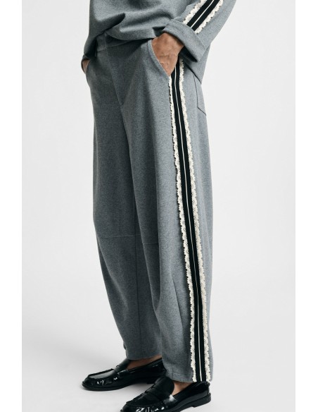 Calças de jogging de corte justo com bandas laterais às riscas Please