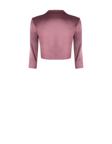 Casaco Spencer Crop Aberto em Cetim com Lapela Rinascimento