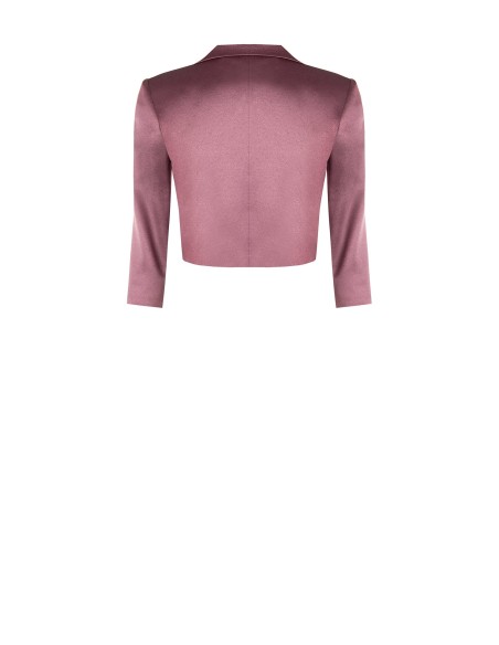 Casaco Spencer Crop Aberto em Cetim com Lapela Rinascimento