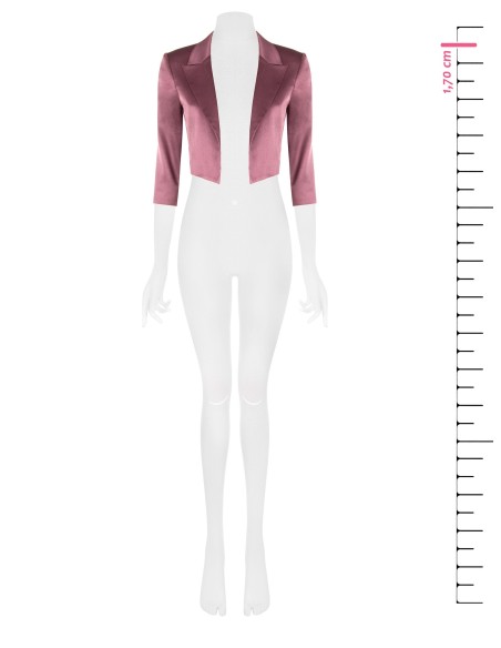 Casaco Spencer Cropped Aberto em Cetim com Lapela Rinascimento