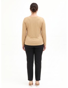Top Curvy justo em lurex com efeito brilhante e decote em argola Rinascimento Curvy 2