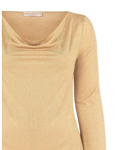 Top Curvy justo em lurex com efeito brilhante e decote redondo Rinascimento Curvy