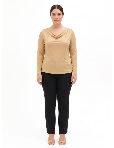Top Curvy justo em lurex com efeito brilhante e decote em argola Rinascimento Curvy