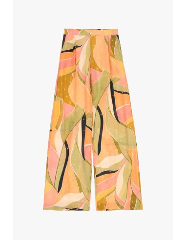 Calças Palazzo de Perna Larga com Estampado Abstrato Dixie