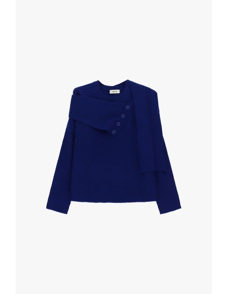 Camisola de gola redonda com cachecol abotoado Dixie