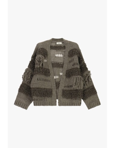 Cardigan com textura em relevo e franjas Dixie