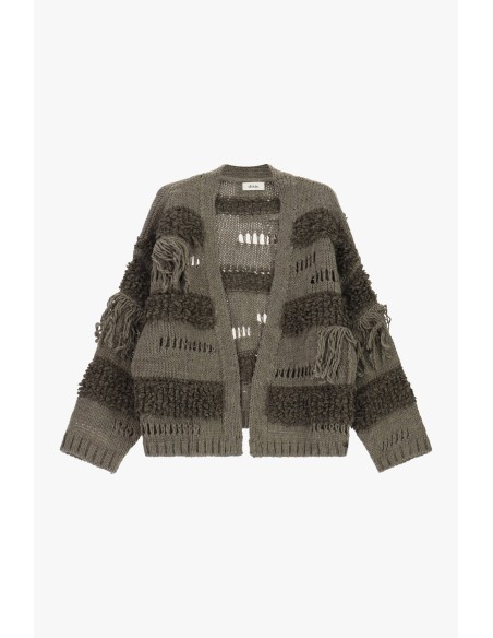 Cardigan com textura em relevo e franjas Dixie