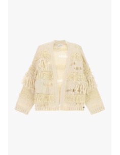 Cardigan com textura em relevo e franjas Dixie