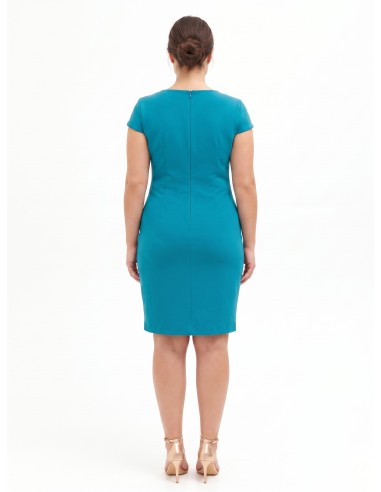 Vestido Curvy justo de crepe scuba com decote em V franzido de um lado Rinascimento Curvy