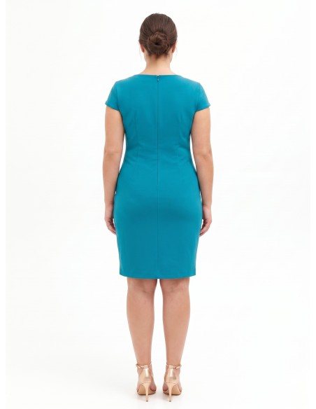 Vestido Curvy justo de crepe scuba com decote em V franzido de um lado Rinascimento Curvy