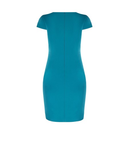 Vestido Curvy justo em crepe scuba com decote em V franzido de um lado Rinascimento Curvy