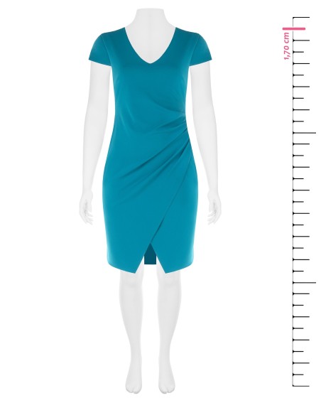 Vestido Curvy Tubinho em Scuba Crepe com Decote em V Franzido de um Lado Rinascimento Curvy
