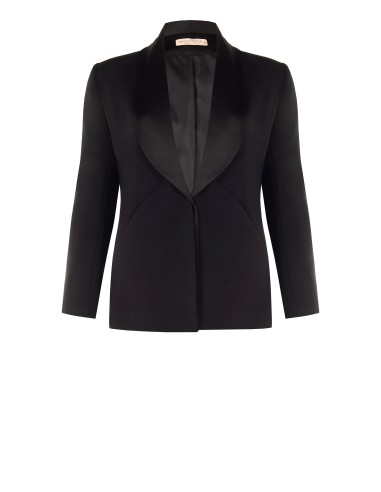 Blazer Curvy cintado em crepe scuba com gola de xaile em cetim Rinascimento Curvy