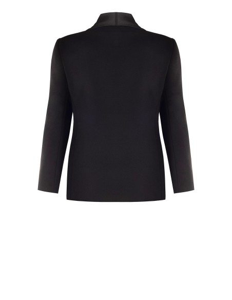 Blazer Curvy cintado em crepe scuba com gola de xaile em cetim Rinascimento Curvy