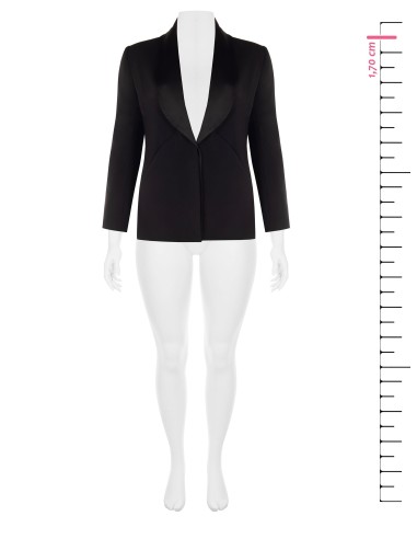 Casaco blazer curvy cintado em crepe scuba com gola de xaile em cetim Rinascimento Curvy