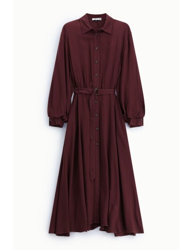 Vestido comprido com cinto e botões frontais Please