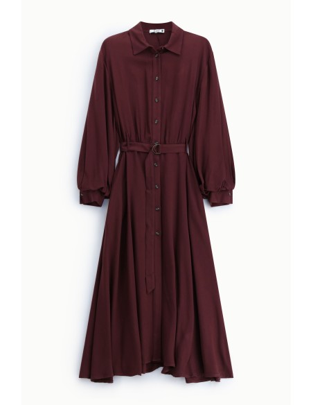 Vestido comprido com cinto e botões frontais Please