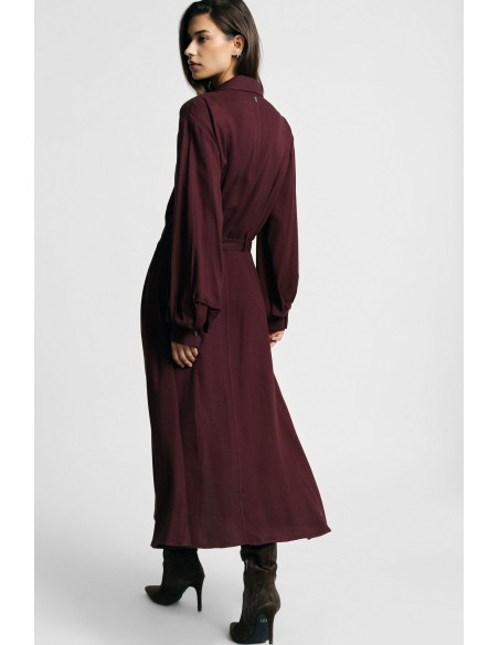 Vestido comprido com cinto e botões frontais Please