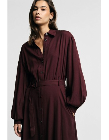 Vestido comprido com cinto e botões frontais Please