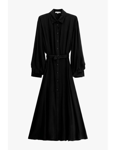 Vestido comprido com cinto e botões frontais Please
