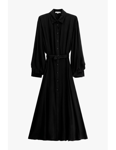 Vestido comprido com cinto e botões frontais Please