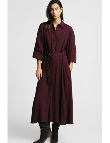 Vestido comprido com cinto e botões frontais Please