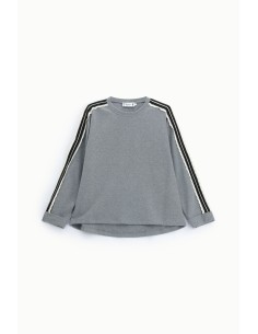 Sweatshirt de gola redonda com riscas nas mangas Please 2