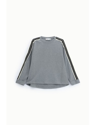 Camisola de gola redonda com riscas nas mangas Please