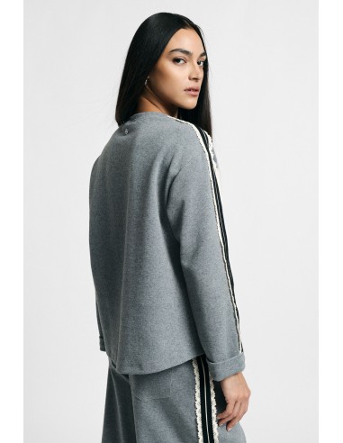 Sweatshirt de gola redonda com riscas nas mangas Please