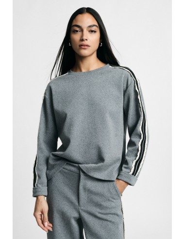 Sweatshirt de gola redonda com riscas nas mangas Please