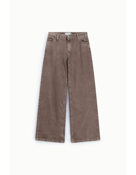 Jeans Palazzo de Perna Direita com Lavagem Please