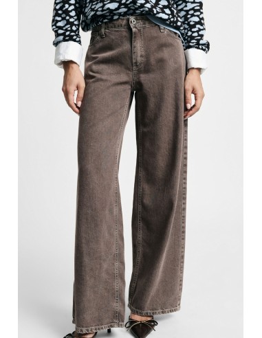Jeans Palazzo de Perna Direita com Lavagem Please