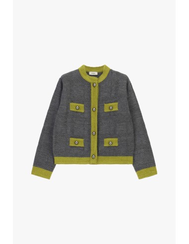 Cardigan curto com padrão geométrico e quatro bolsos Dixie