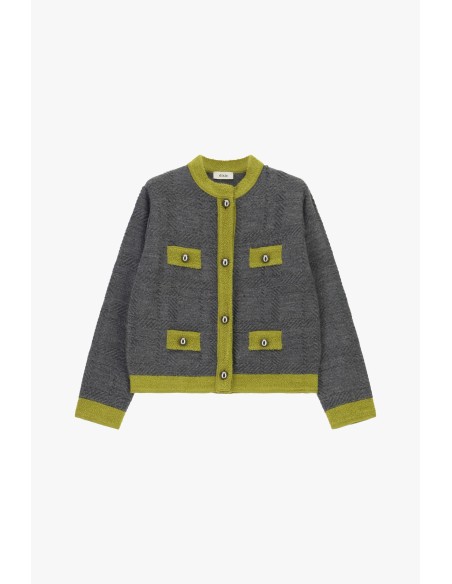 Cardigan curto com padrão geométrico e quatro bolsos Dixie